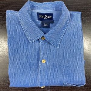 Nat Nast XL blue casual button front shirt
